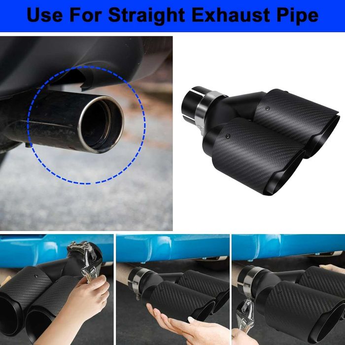 63mm Карбонов накрайник ауспух 2.5"→3.5" Черен