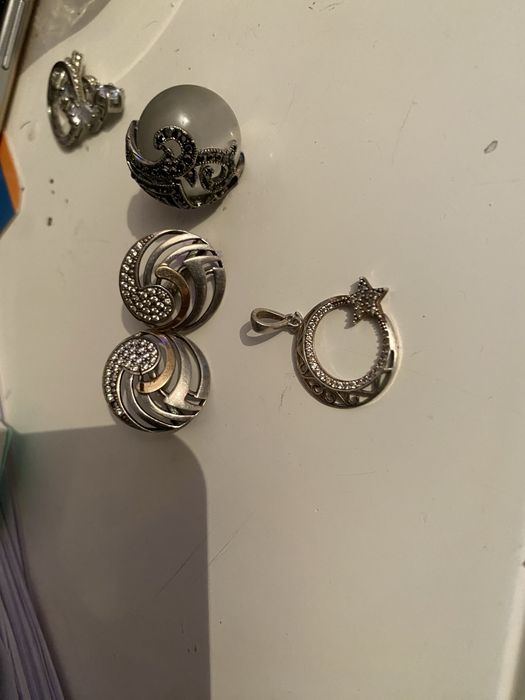 Серебро набор, кольцо, серьги