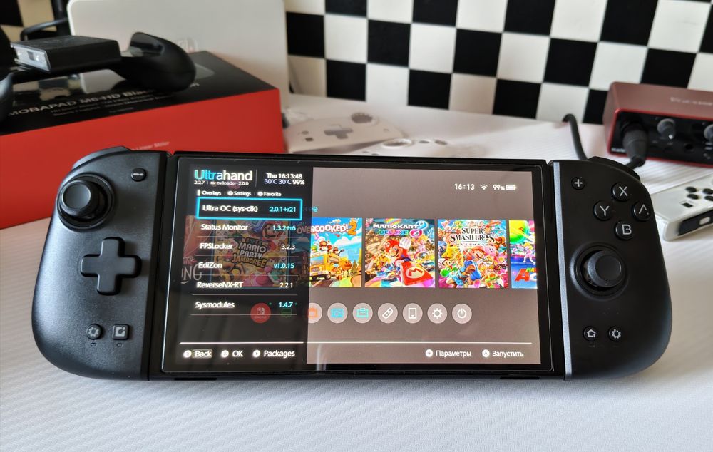 Nintendo Switch OLED + Чип Picofly + Mobapad M6 HD + 8BitDo Adapter 2
