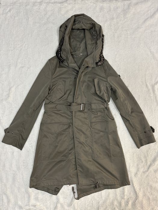 Trench Twin set L kaki cu gluga