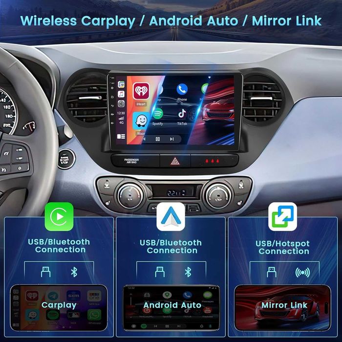 Мултимедия за Hyundai I10 Android Двоен дин Навигация, Hyundai Grand I10 2 DIN плеър Андроид Carplay, 2014, 2015, 2016, 2017 година