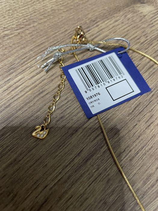 Lant cu pandantiv rotund Swarovski, nuanta rose gold, placat cu aur