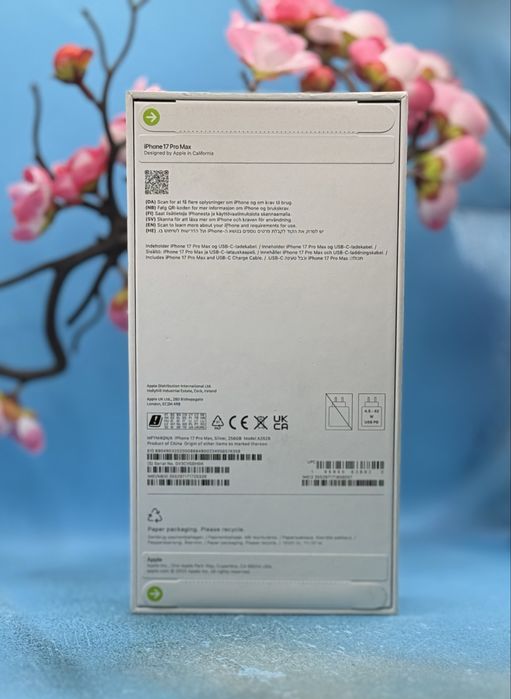 НОВ!!! Apple iPhone 17 Pro Max, 256GB, 5G, Silver + адаптер Apple