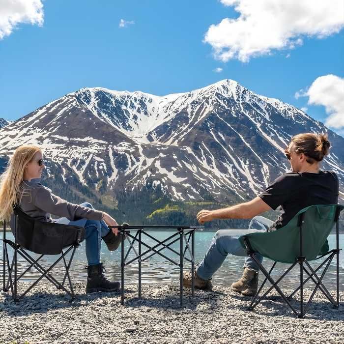 Сгъваема къмпинг маса 55x50 см – алуминиева, компактна и лека за пикник, риболов и къмпинг