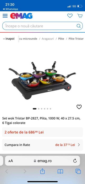 Set wok Tristar BP-2827, Plita, 1000 W