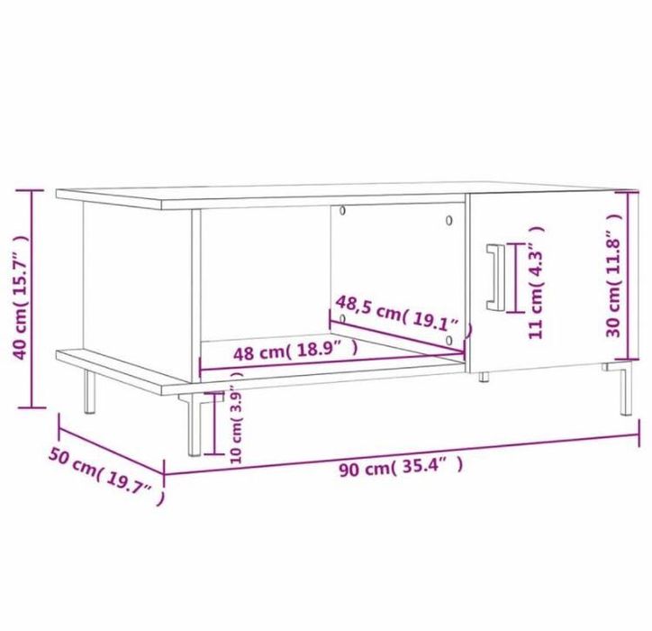 Măsuță de cafea, negru, 90x50x40 cm, lemn prelucrat