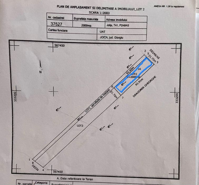 Teren intravilan parcela 2000 mp., Joita, Strada Campiei.