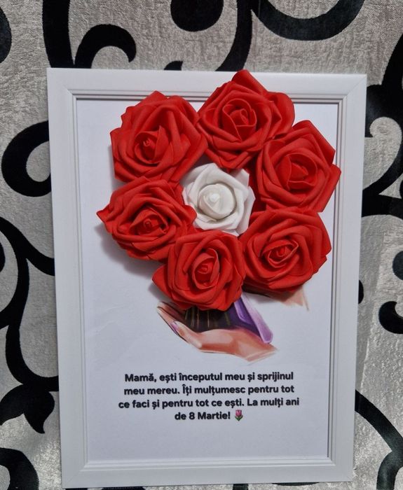 Tablou cu mesaj și trandafiri din săpun parfumat!