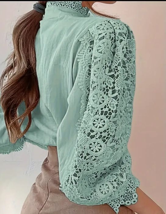 Дамска дантелена блуза/риза в  бяло, мента или коралово