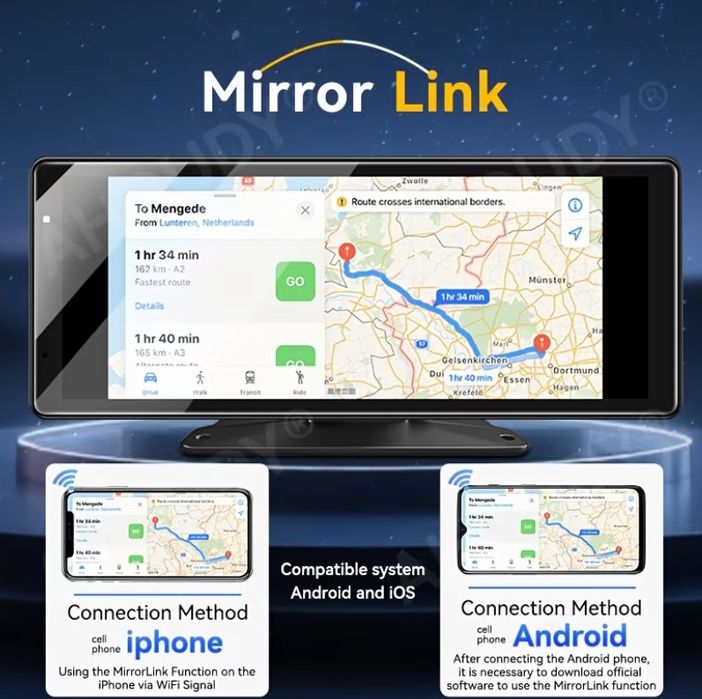 Мултимедия Essgoo 10.26 инча с carplay и androidauto + dashcam+ камера за заден ход