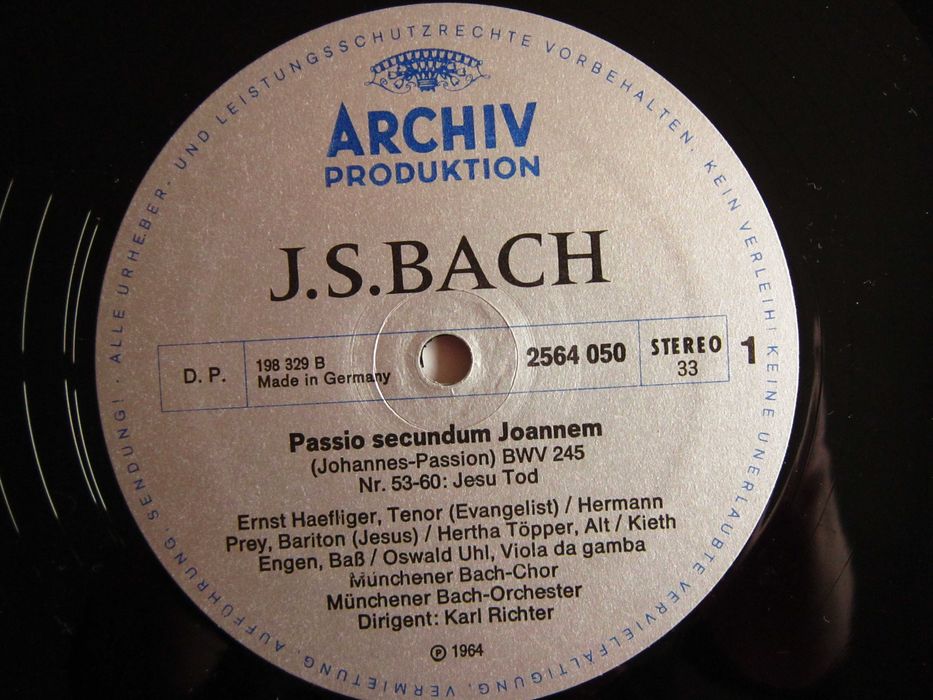 vinil rar Karl Richter Bach Patimile Matei si Ioan Germany 1970