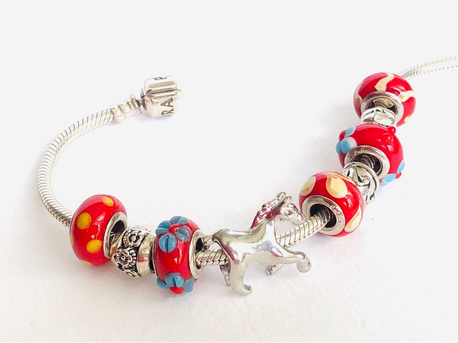 Набор бусин из 9 шармов для браслета Pandora Пандора лошадка