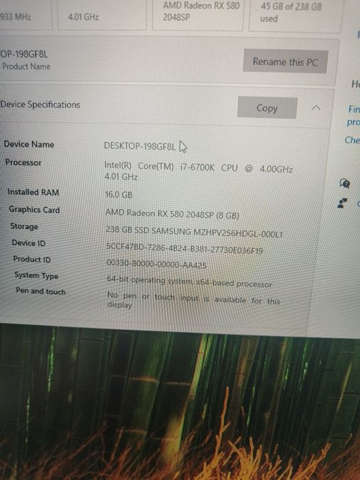 PC Intel  I7 6700k 16gb Ddr4 RX490 8gb