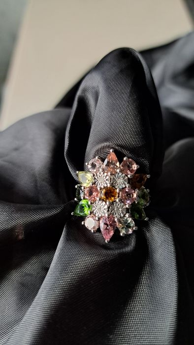 Inel argint 925 turmalina curcubeu