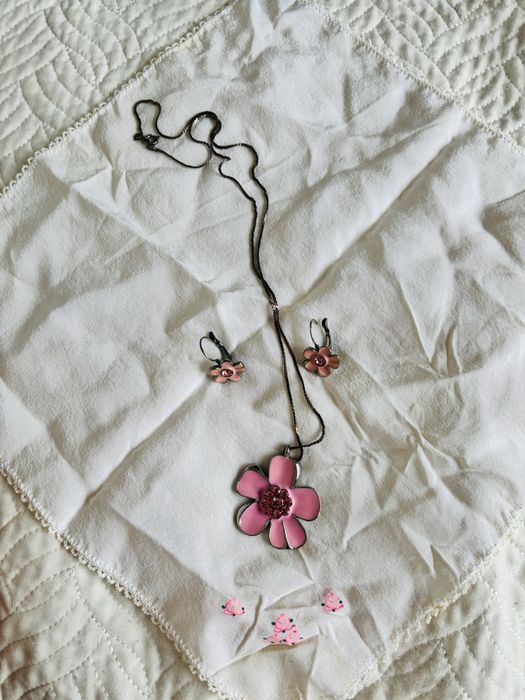 Обеци с цитрин и др. естест. камъни. Подарък розов комплет бижутерска