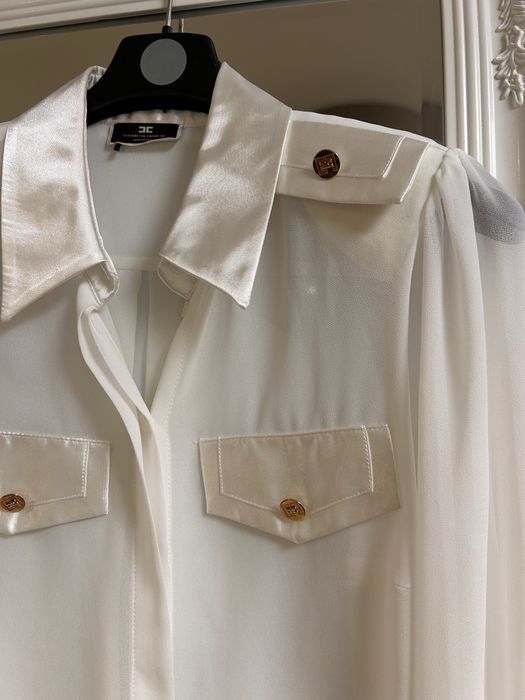 Elisabetta Franchi риза шифон и сатен с брандирани копчета