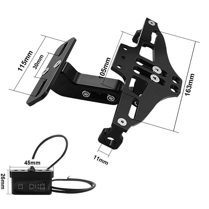 Suport numar moto inmatriculare motocicleta rabatabil universal LED