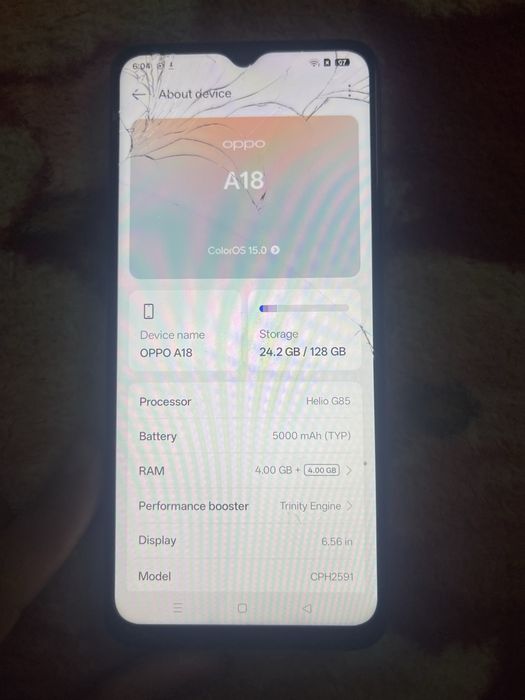 Telefon OPPO A18, 128GB, 4GB RAM, Dual SIM, Glowing Blue