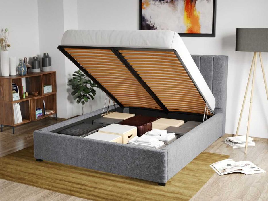 Pat Tapitat pentru saltea 190 Adam Gri Eden 18 rabatabil + lada