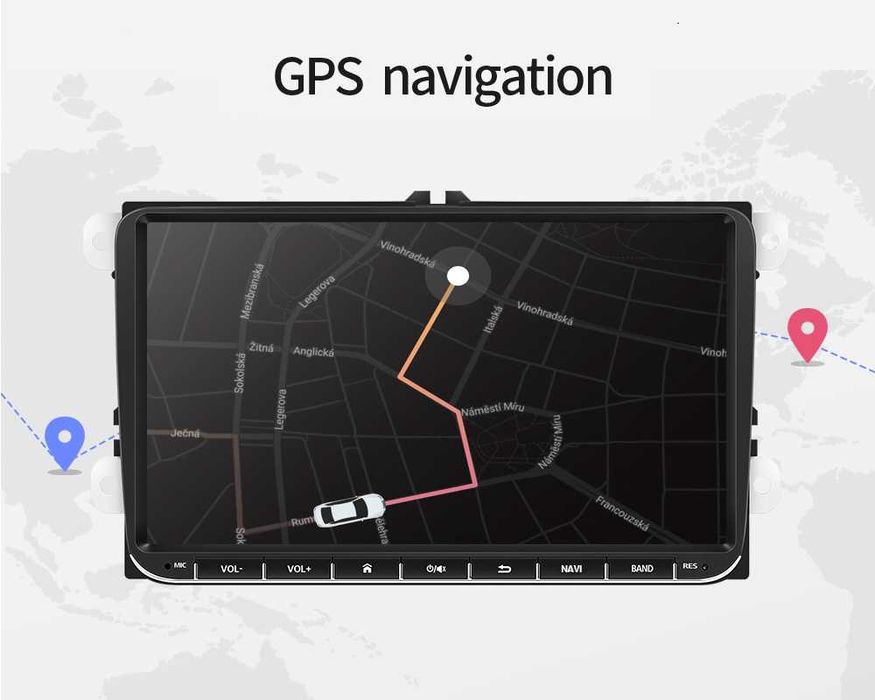 VW 9” 2-DIN мултимедия с Android 14  Volkswagen*Skoda 4GB RAM/64GB ROM