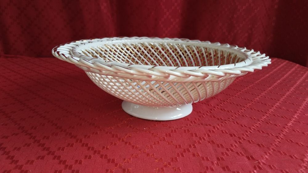 Блюдо Дулево Виноград, плетёная фарфоровая ваза для фруктов