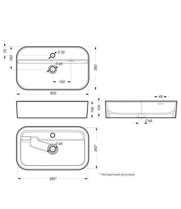 Sanita Накладная раковинa.Товар из первых рук, произведено в России.