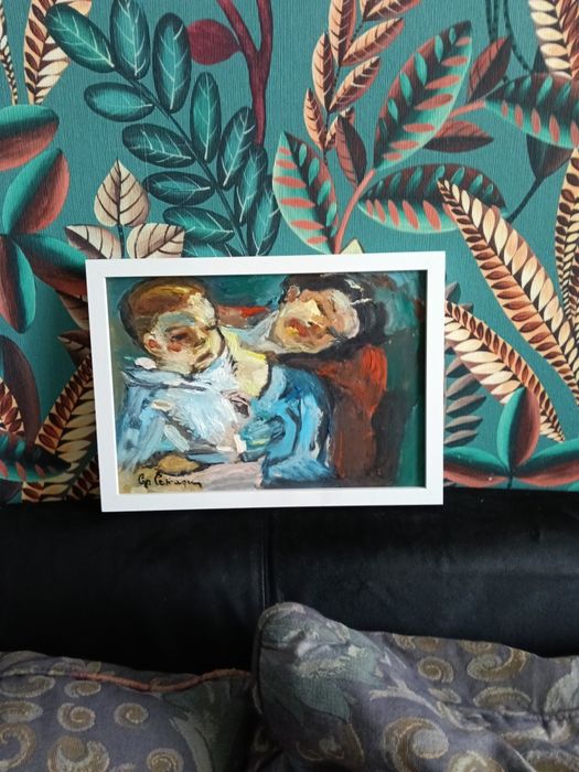 Tablou vechi românesc, G Petrașcu _Maternitate