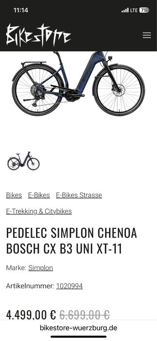 Bicicleta electrica(ebike)Trekking city Carbon BoschCx4