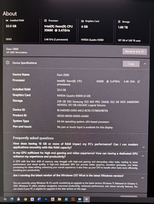 HP Z800 statie grafica