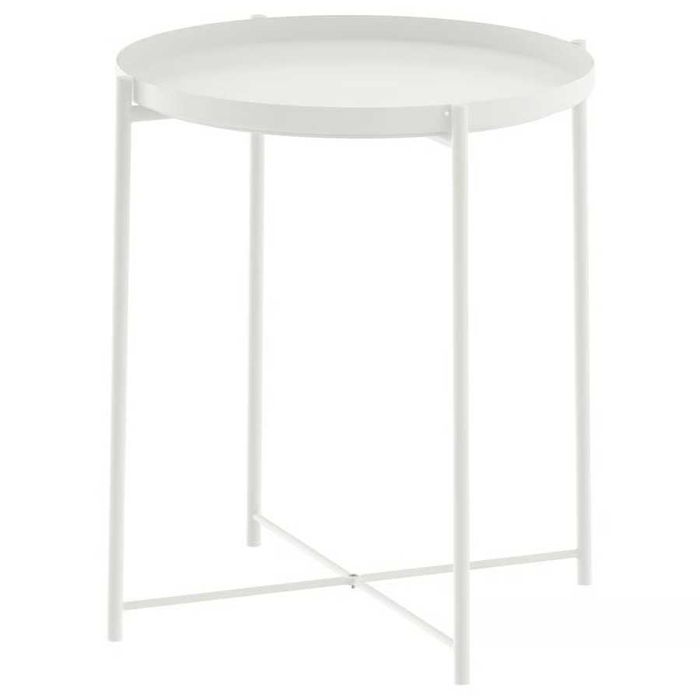 Masuta cu tava detasabila IKEA GLADOM, metal, alb, 45 × 45 × 58 cm