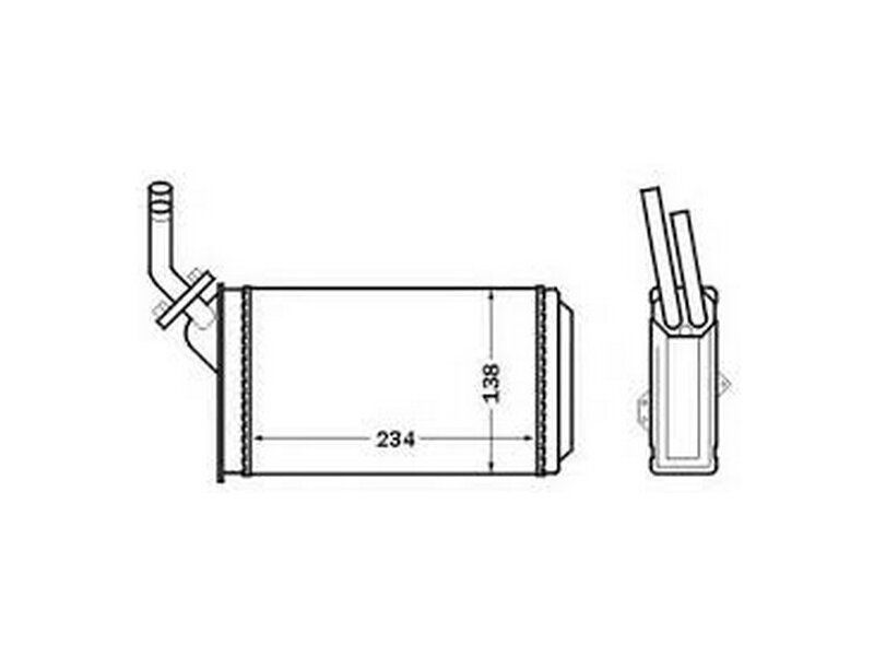 Radiator incalzire Citroen Ax 1986-1997; Peugeot 106 1991-1996, 106 1996-2003, 234x138x42mm, Tipul radiatorului: etansat mecanic, OE 95230684, SRLine