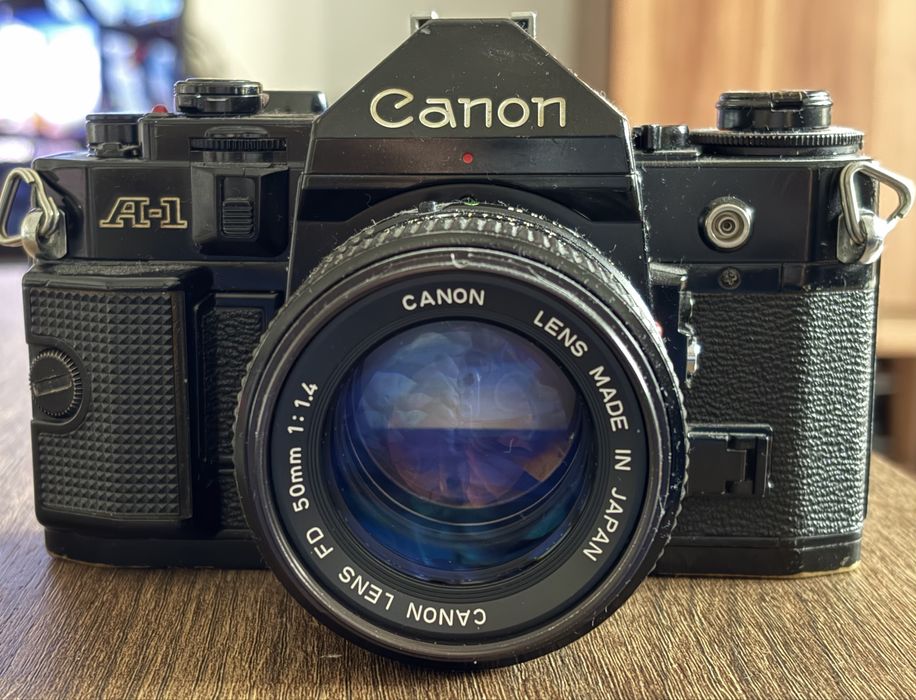Canon A1 + canon Fd 50mm 1.4 + canon 35-105 3.5-4.5 macro