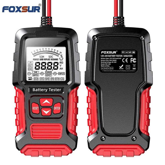 FOXSUR 12V/24V Професионален Цифров тестер за автомобилни акумулатори