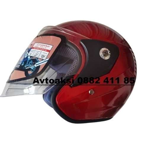 Каска за Мотор/Скутер Сив/.Червена