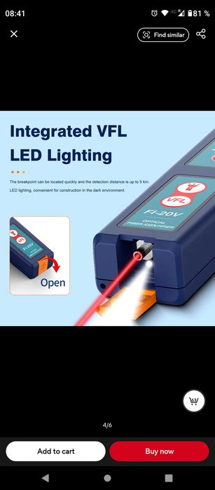 Identificator putere pe fibra optica VFL și rosu