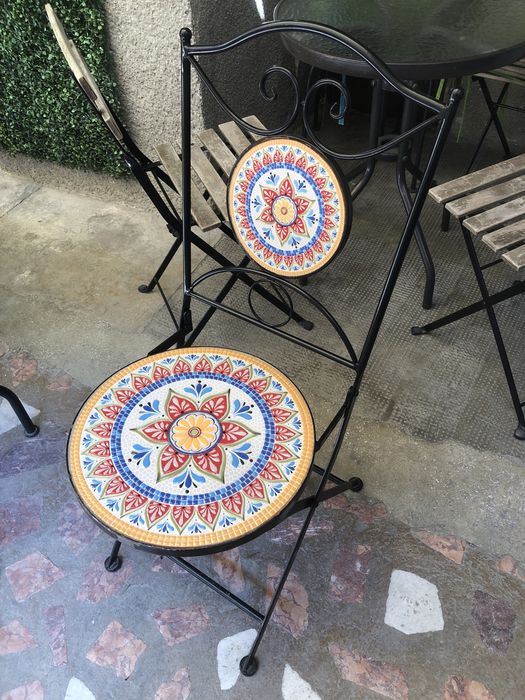 Scaune fier forjat/ceramica, terasa