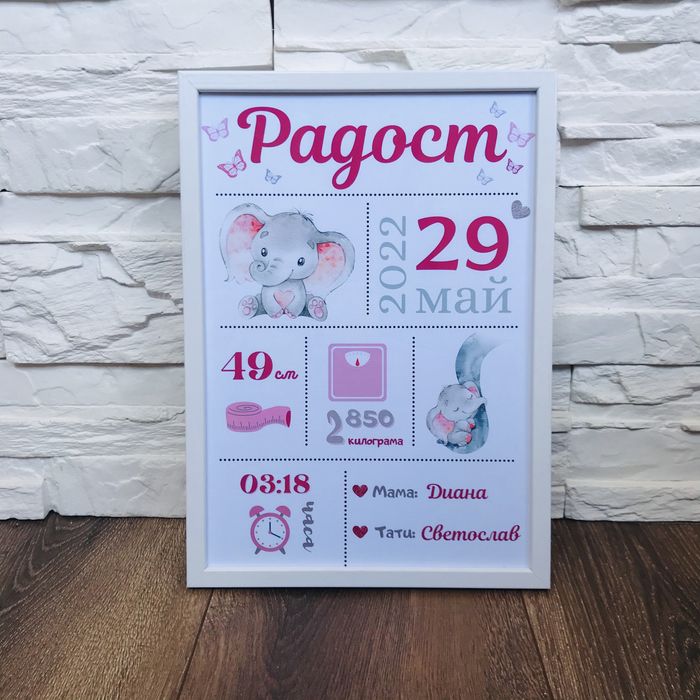 Бебешка визитка/рамка “Здравей бебе”