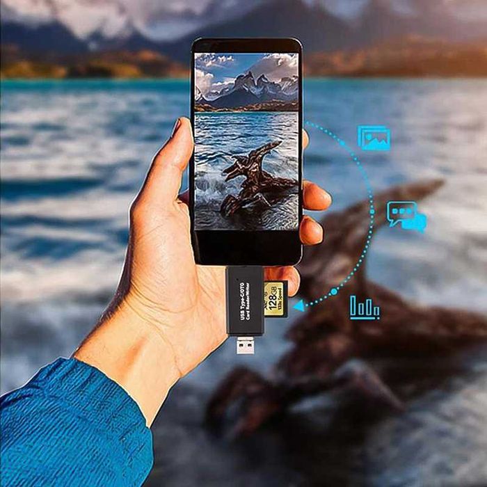 Универсален четец за карти SD, MicroSD, TF USB, USB-C, Micro USB