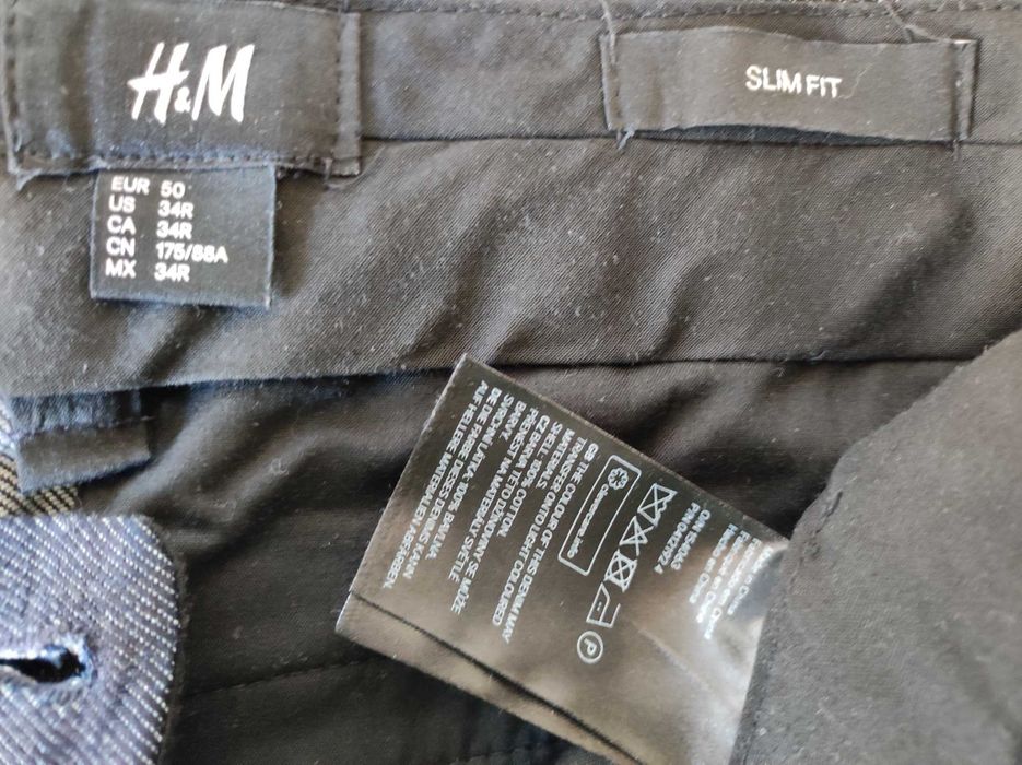 H&M costum denim slim fit mar.50/52 bleumarin/indigo, talie 90 cm, nou