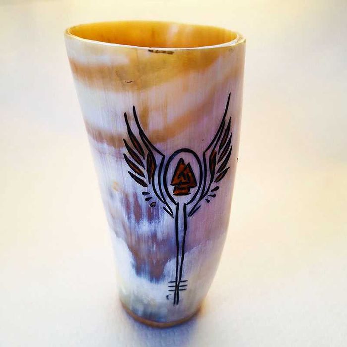 Чаша от естествен рог, викингска чаша,  античен рог за пиене