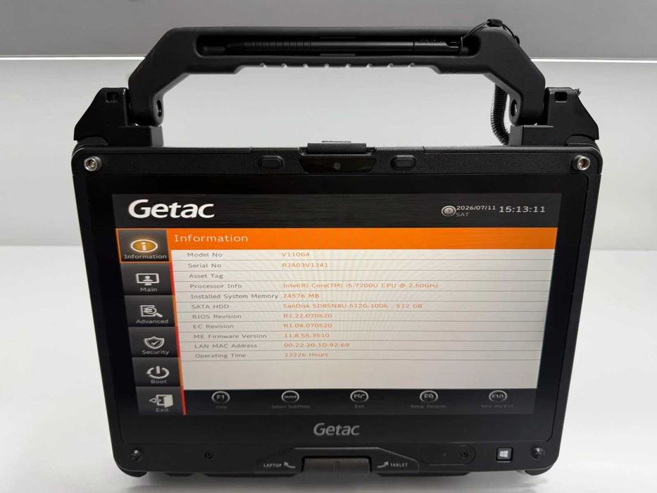 Laptop SH GETAC v110 g4 Fully Rugged i5-7200U SSD 512Gb 24GB Ram diagnoza auto touchscreen