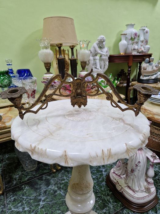 Рядък уникален антикварен френски бронзов свещник за пиано