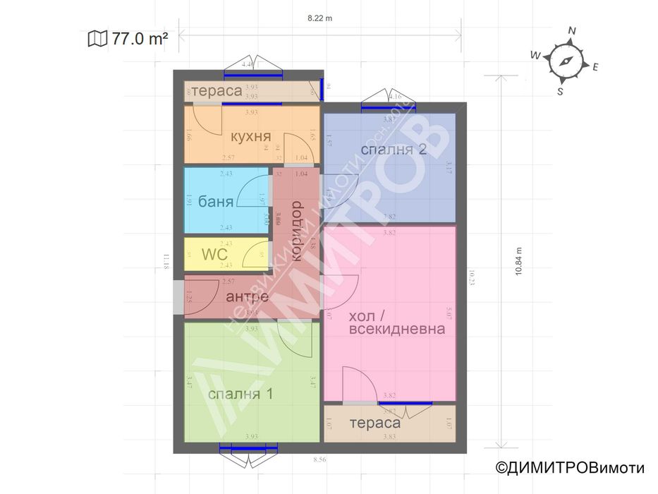 Продава тристаен апартамент 77 кв.м. в саниран блок в гр. Нови пазар.