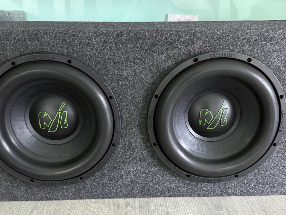 Сабвуфер Machete одна пара , усилитель моноблок Deaf Bonce Atom 1300,1