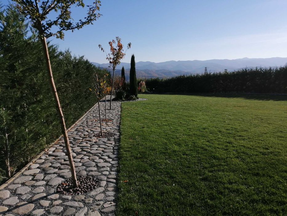 Поддръжка на зелени площи и градини – косене, жив плет, сезонна грижа