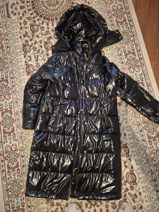 Пуховик черный оверсайз юбки