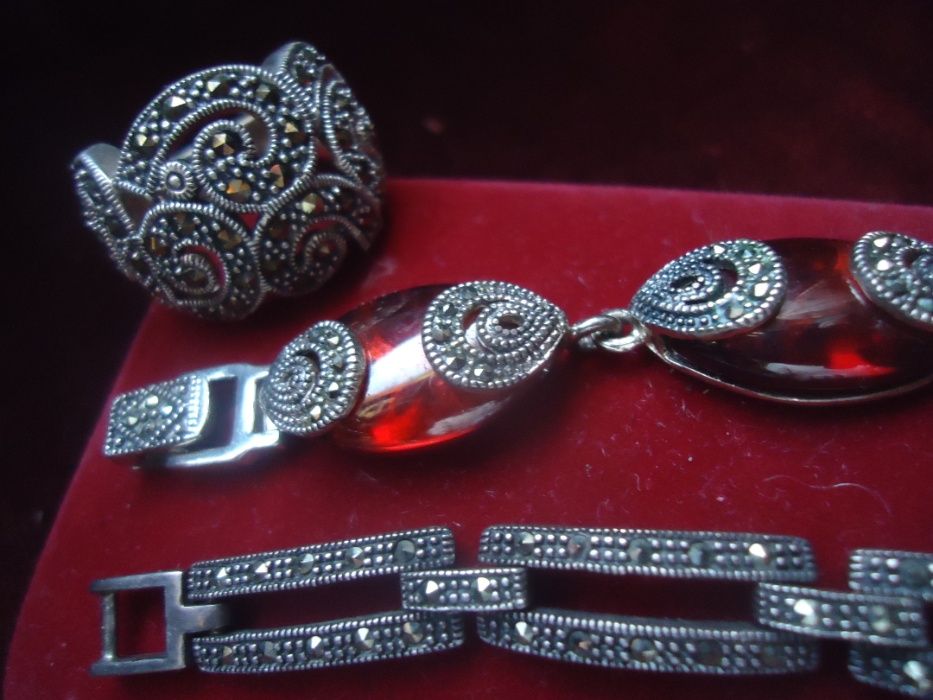 Набор СЕРЕБРО с пробами фирма с гранатом натуральным и морионом