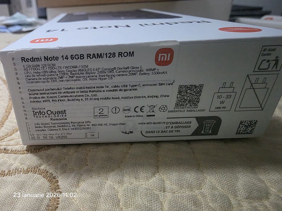 Redmi Note 14, în garantie