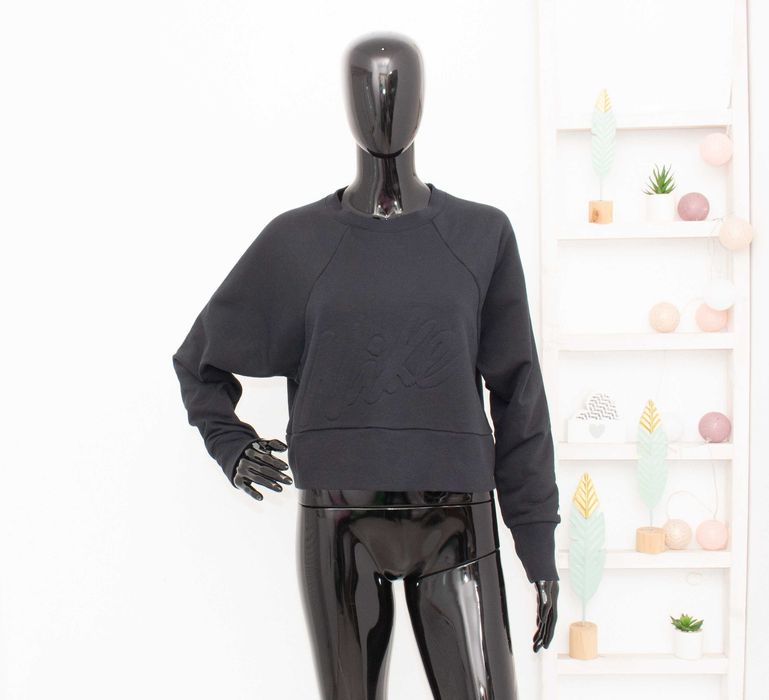 Nike оригинален дамски суичър черен пуловер с релефно лого S