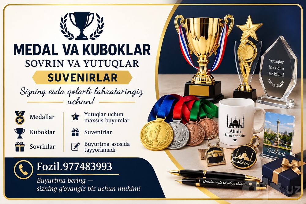 Kubog. Medal. Sovrinlar.buyurtma asosida yasash
